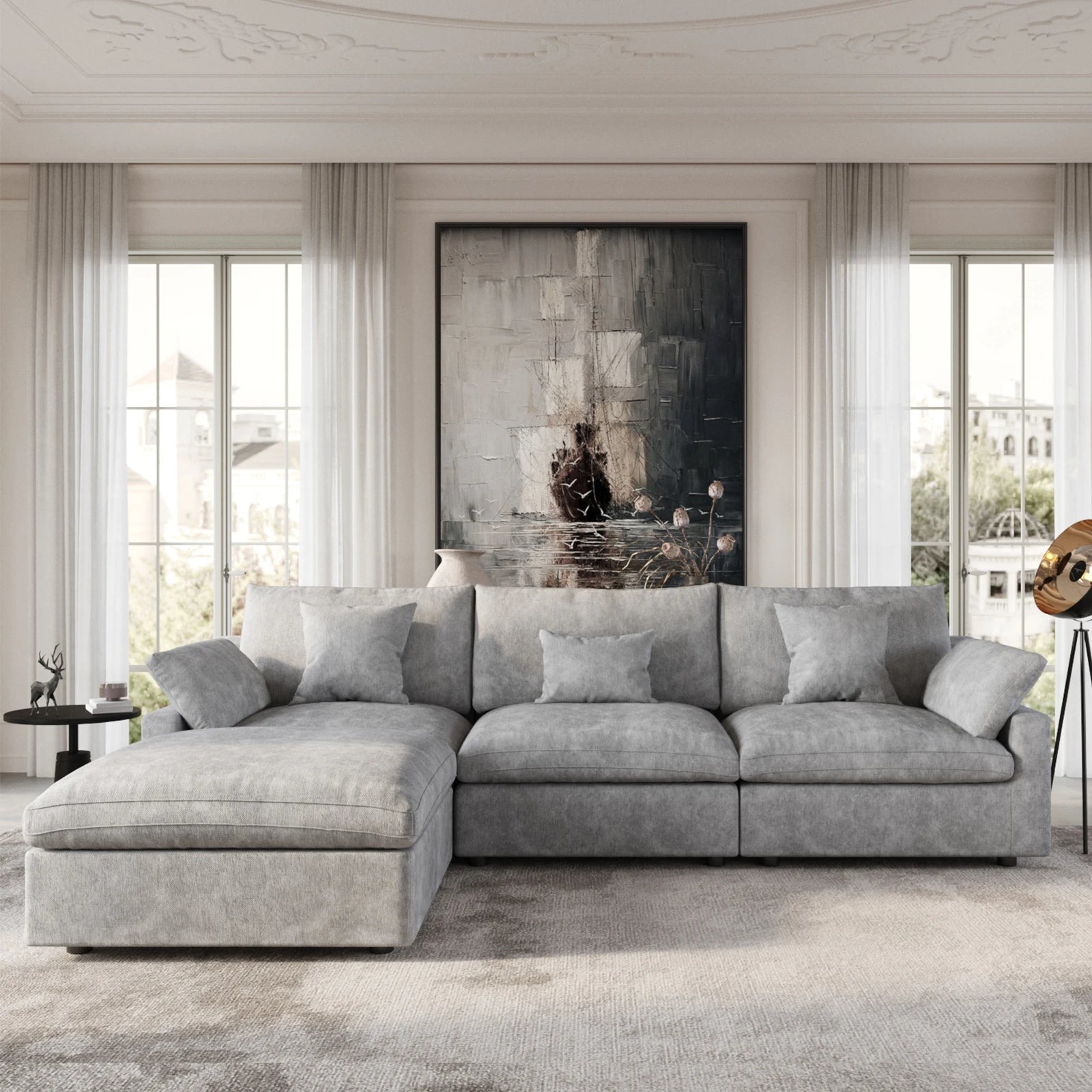 Oversized Cloud Couches for Living Room 119.29'' L Shaped Convertible Sectional Couch with Ottoman 4 Seater Large Sectional Sofa