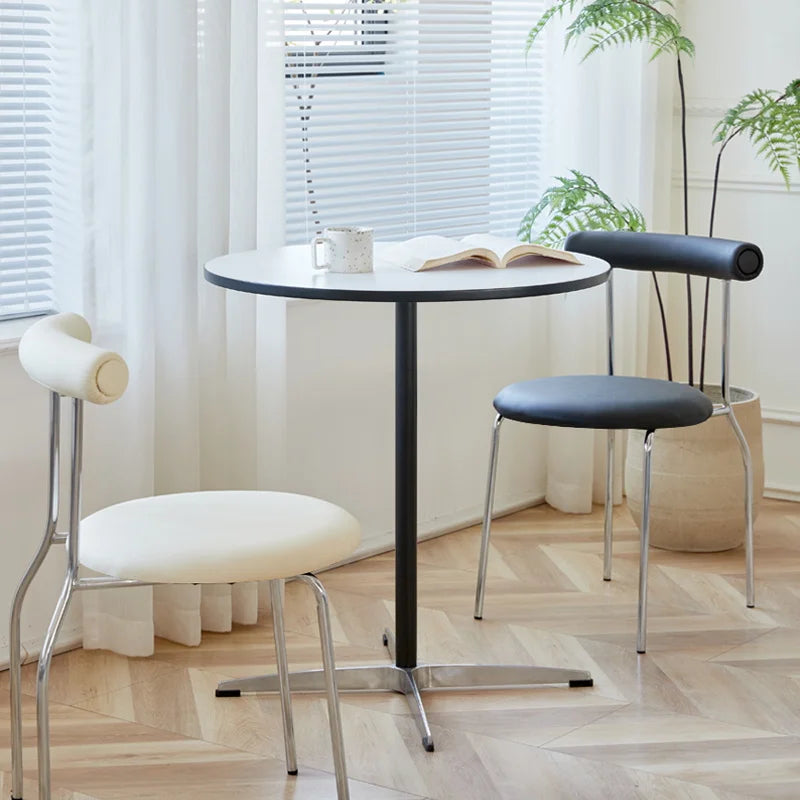 Medieval Nordic Aluminum Alloy Italian Design Coffee Shop Bedroom Minimalist Home Round Table Dining Tables Mesa Wooden Tabletop